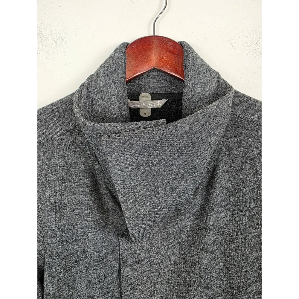 Smartwool Rabbit Ears Women's Gray Merino Wool Asymmetrical Collar Jacket Size S